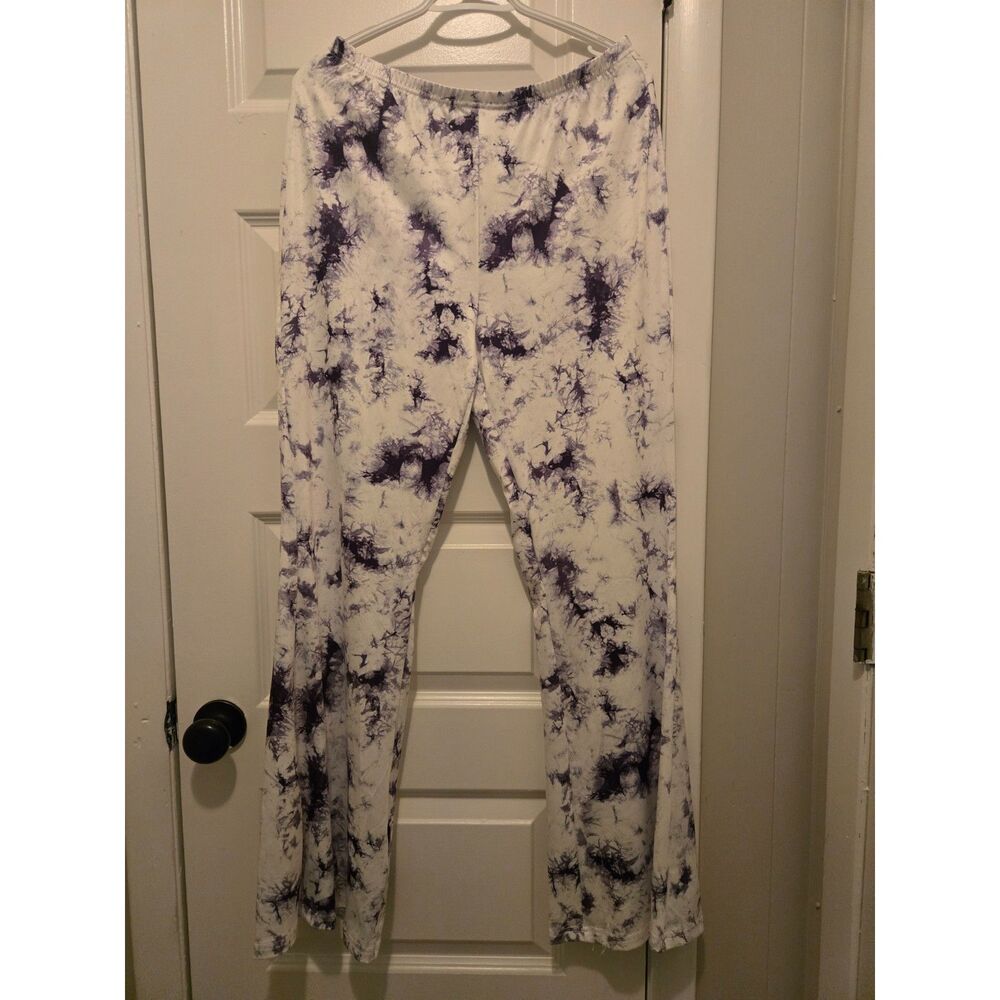 White and Black tie dye flare leg pants by Shein size L